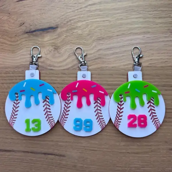 Personalized Ice Cream Drip bag tag, baseball mom, baseball player bag bag tag