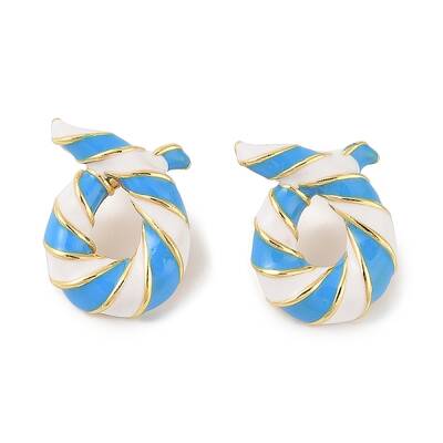 Brass with Enamel Twist Stud Earrings for Women