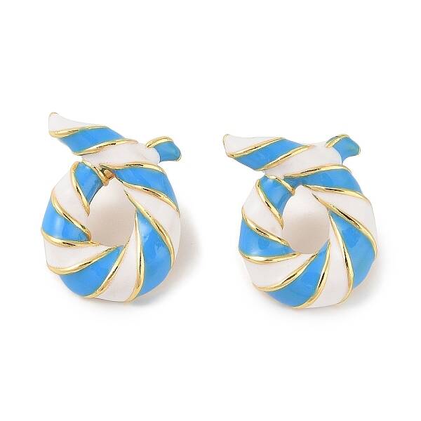 Brass with Enamel Twist Stud Earrings for Women