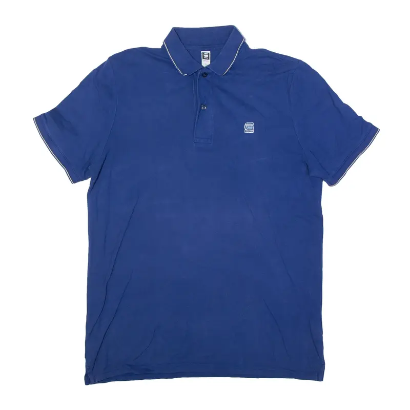 G-STAR RAW Polo Shirt Blue Short Sleeve Mens L