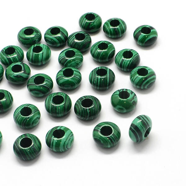 Synthetic Malachite European Large Hole Beads