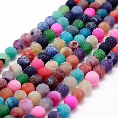 Frosted Natural Weathered Agate Beads Strands