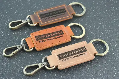 Business Logo Keychain, Custom Leather Keychain