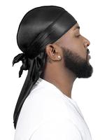 Men's Solid Color Durag, Scarf Head Wrap, Casual Comfortable Soft Breathable Outdoor Sports Daily Bonnet, Black Fashion Acces...