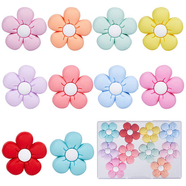 10Pcs 10 Colors Food Grade Eco-Friendly Silicone Focal Beads