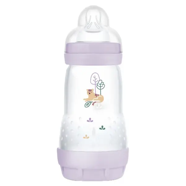 MAM Easy Start Anti-Colic Bottle 2 months+ - Medium Flow Rate - Feline Lilac 260ml