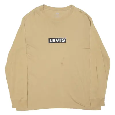 LEVI'S Relaxed Fit Mens T-Shirt Brown Long Sleeve L