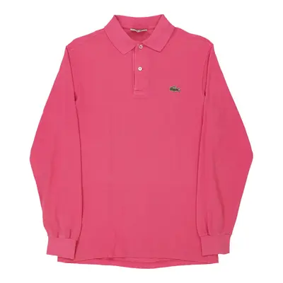 Lacoste Long Sleeve Polo Shirt - Small Pink Cotton