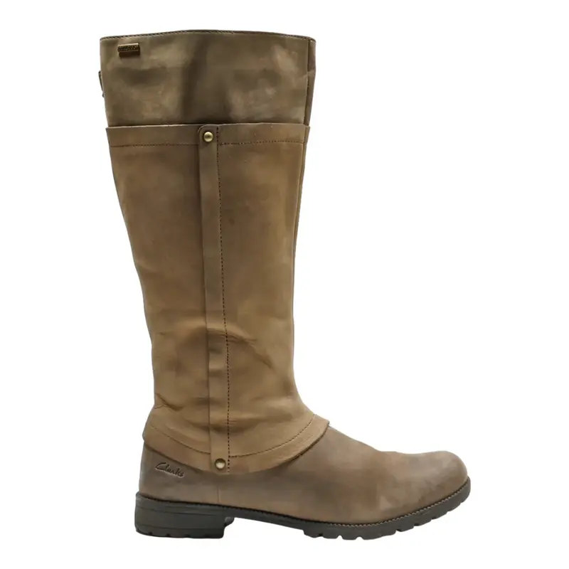 CLARKS High Boots Brown Leather Womens UK 7
