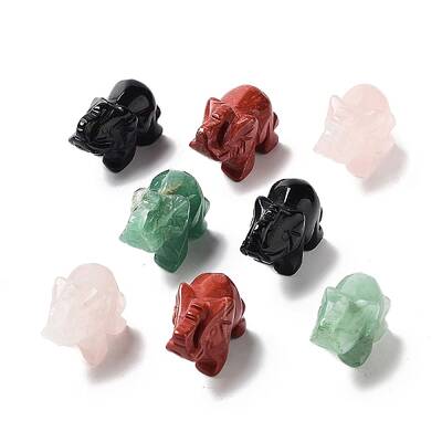 Natural Gemstone Carved Elephant Statues Ornament