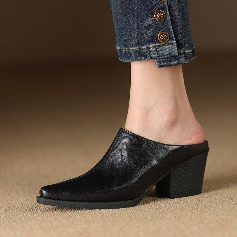 CHIKO Adilet Pointy Toe Block Heels Clogs/Mules Shoes
