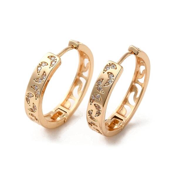 Brass Micro Pave Cubic Zirconia Hoop Earrings