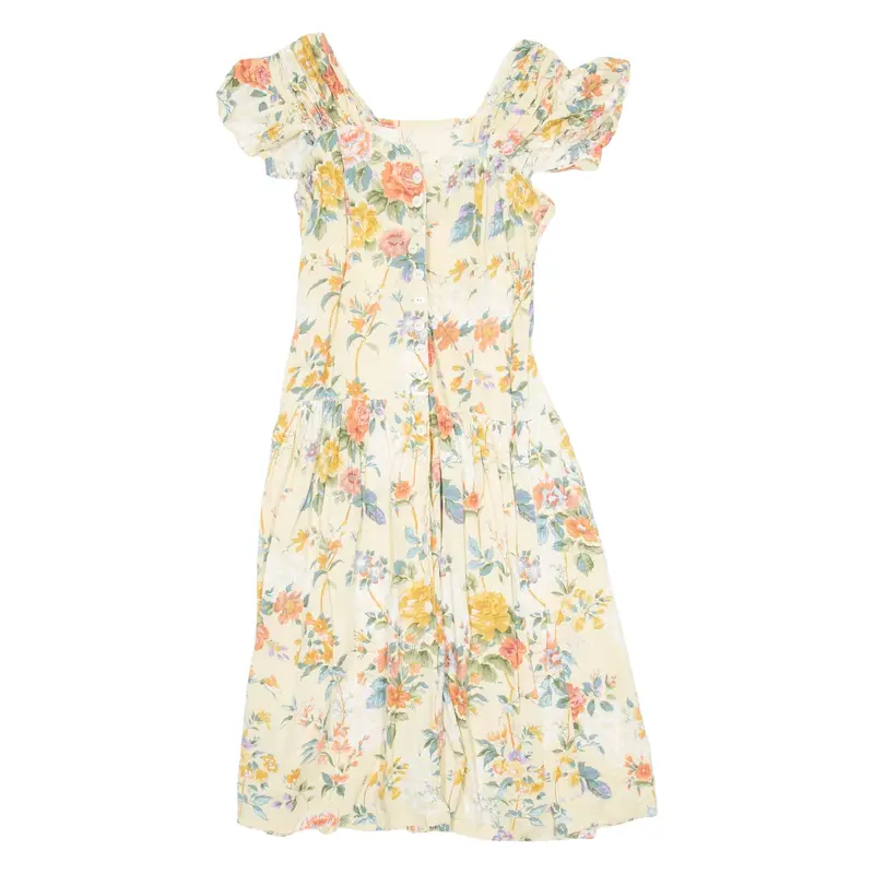 Womens Day Dress Orange Floral Short Sleeve Knee Length S