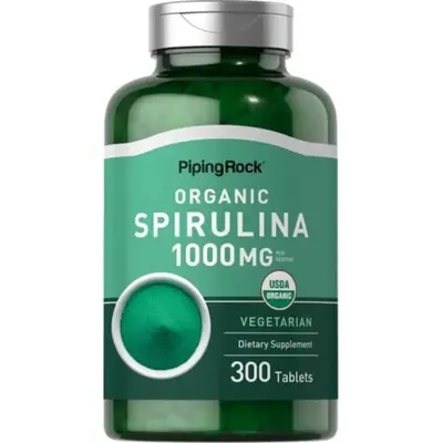 Piping Rock Organic Spirulina | 1000mg | 300 Tablets | Arthrospira Platensis | Vegetarian, Non-GMO, Gluten Free Supplement