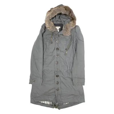 DIESEL Womens Parka Jacket Grey Hooded M