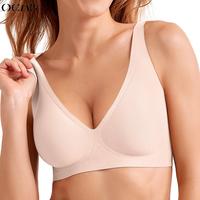 OEAK Womens Wireless Seamless Bras Deep V No Underwire Push Up Bras Supportive Full Coverage Bralettes Plunge T Shirt Bra