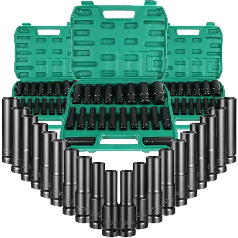 20pcs 1/ 2 inch 8-32mm Power Sleeve Tool, Impact Wrench Adapter Hand Tool, Plug, Steel, Long Reach and Thin Wall, Metric Size...