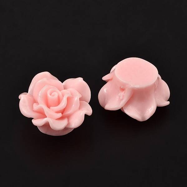 Pearl Pink Rose Flower Resin Beads