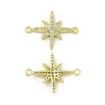 Brass Micro Pave Clear Cubic Zirconia Connector Charms