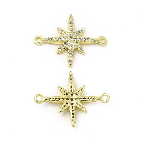 Brass Micro Pave Clear Cubic Zirconia Connector Charms