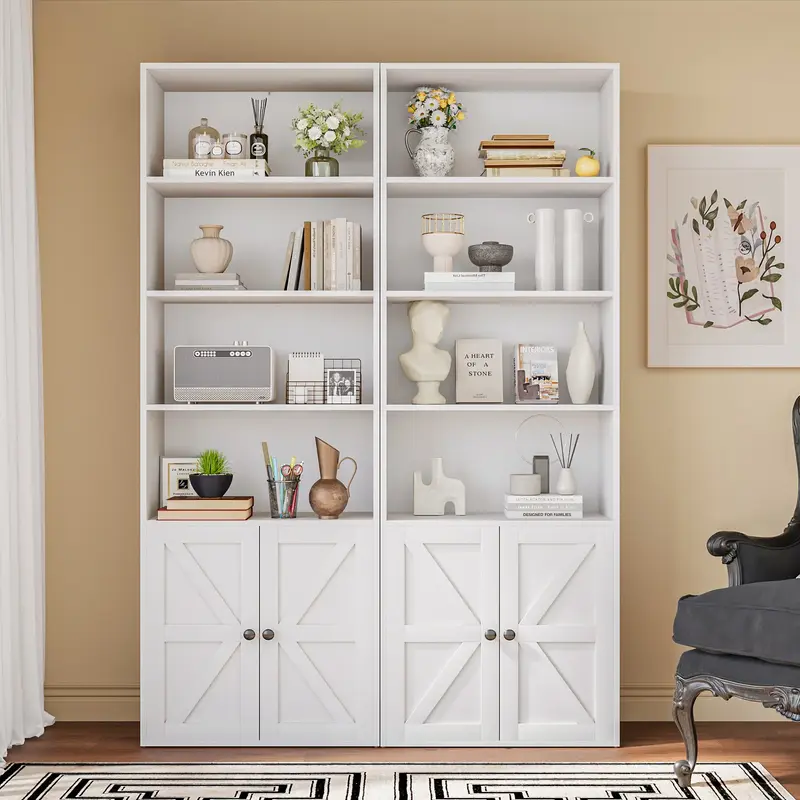 HOMALL 4-Shelf Farmhouse Bookcases Bookshelf with Adjustable Shelves,Storage Rack for Home Living room, Kitchen, Office