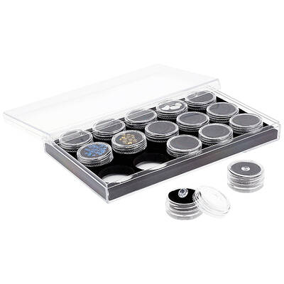 15 Slots Mini Round Plastic Jewelry Screw Top Bead Jars Sets with Velvet Inside