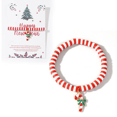 Elegant Christmas Handmade Polymer Clay Heishi Beaded Stretch Bracelets