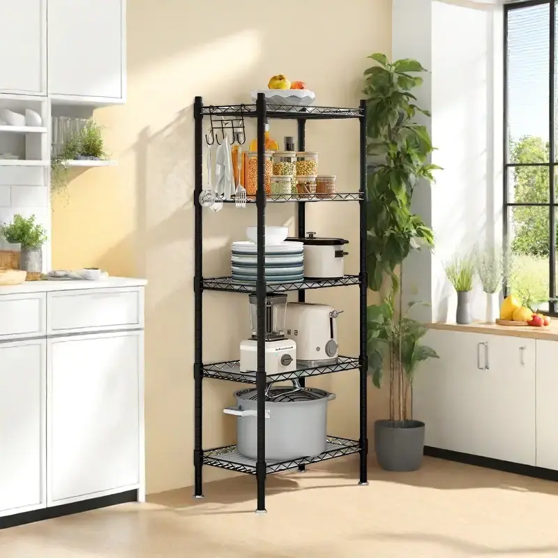 SUOERNUO 5/6 Wire Metal Shelf Storage Rack Multilayer Display Hanging Organizer for Kitchen Laundry Garage Bathroom Pantry Cl...