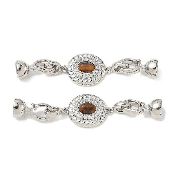 Brass Micro Pave Clear Cubic Zirconia Fold Over Clasps