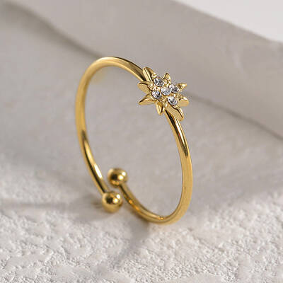Star 304 Stainless Steel with Crystal Rhinestone Cuff Rings for Women