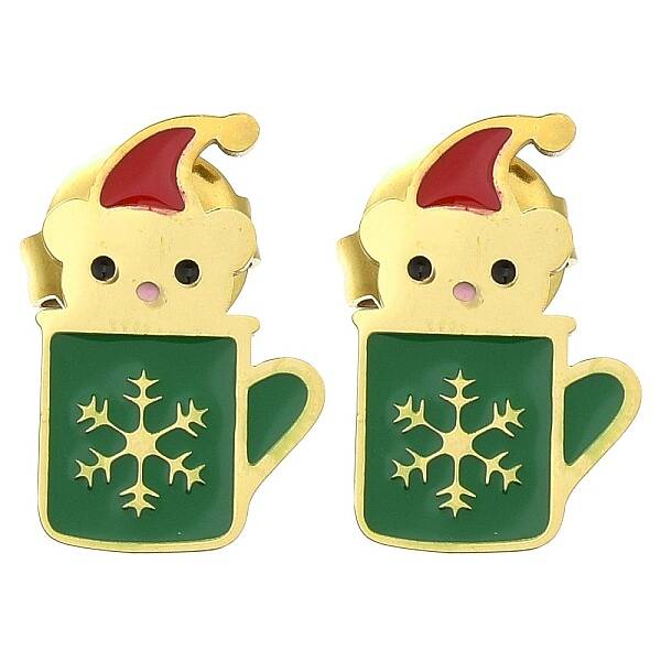 Ion Plating(IP) 304 Stainless Steel Enamel Stud Earrings