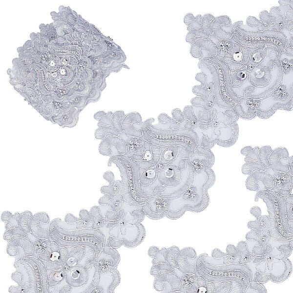 3 Yards Polyester Embroidery Flower Ribbon