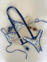 Women's Floral Print Bikini Set, Casual Fashion Chic Tie Shoulder Swim Top & Swim Bottom Swimsuit for Beach Holiday Vacation,...