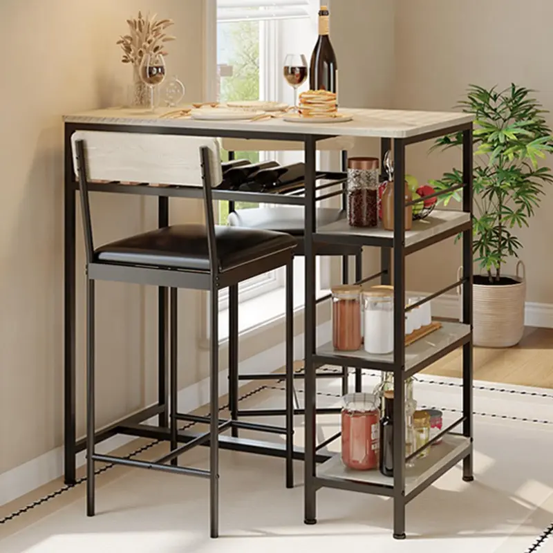 Garvee 3-Piece Modern Dining Set with Upholstered Bar Stools, Metal Frame & Built-in Wine Rack for Kitchen Dining Room, 36L ...