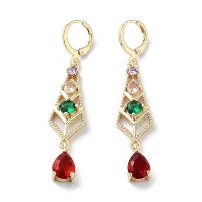 Teardrop Rack Plating Golden Brass Dangle Leverback Earrings
