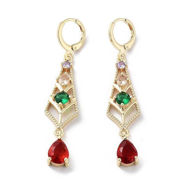 Teardrop Rack Plating Golden Brass Dangle Leverback Earrings