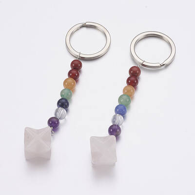 Natural Rose Quartz Chakra Keychain