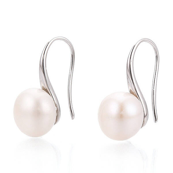 Brass Natural Pearl Dangle Earrings