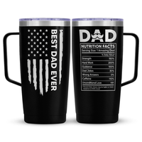 Sandjest Dad Nutrition Facts 20oz Tumbler with Lid & Handle, Stainless Steel Vacuum Travel Coffee Cup, Husband Men Gift on Fa...