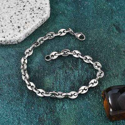 304 Stainless Steel Coffee Bean Chain Bracelets for Women Men