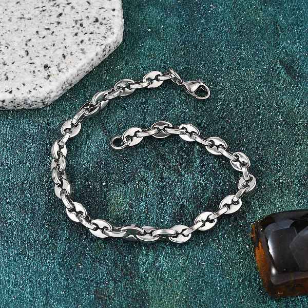 304 Stainless Steel Coffee Bean Chain Bracelets for Women Men