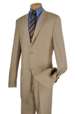 Vinci Men's Wool Feel Executive Suit 2 Piece Solid Color