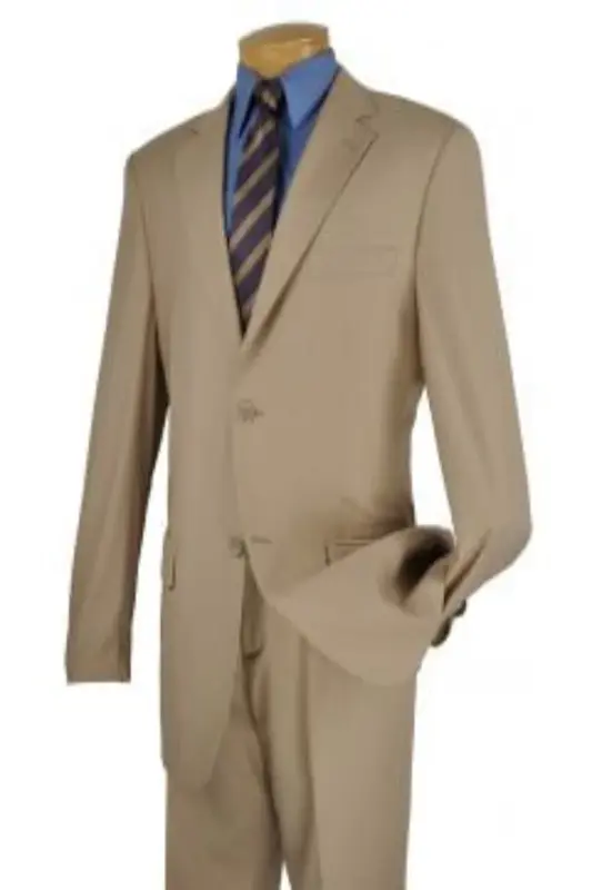 Vinci Men's Wool Feel Executive Suit 2 Piece Solid Color