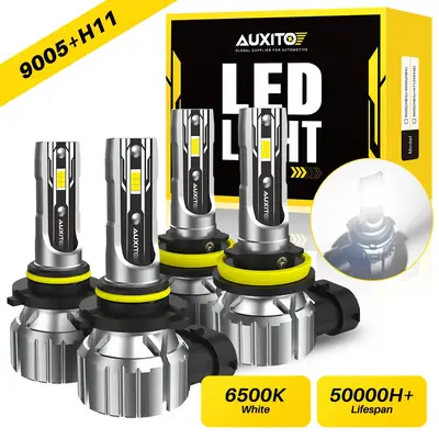 AUXITO 9005/HB3/9006/HB4/H11/H9/H8 White LED Headlight Kit High/Low Beam Bulbs Super Bright 6500K 30000LM