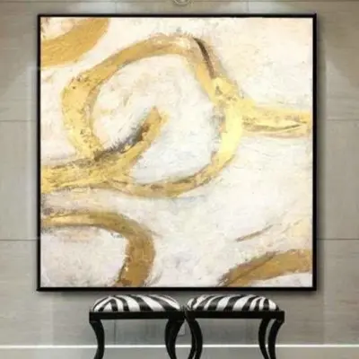 Original Gold Leaf Artwork Abstract Creative Paintings On Canvas Abstract Art for Hotel Decor | GOLDEN THREADS OF LIFE