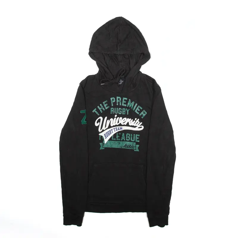 NII QUALIFIED The Premier Rugby Hoodie Black Pullover Mens S