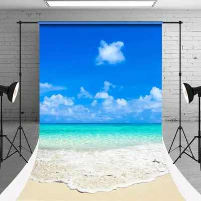 Simple Wave Beach Summer Holiday Photo Sweep Backdrop - Aperturee