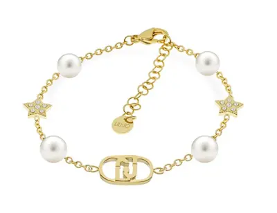 Liu Jo Bracciale Placcato Oro Con Cristalli E Perle Artificiali Fashion Lj2637
