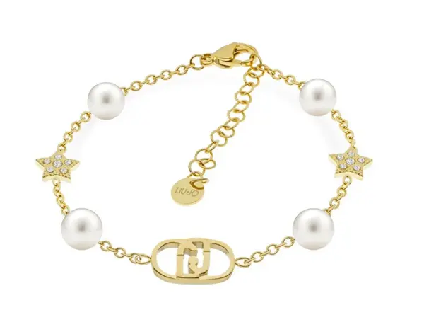 Liu Jo Bracciale Placcato Oro Con Cristalli E Perle Artificiali Fashion Lj2637