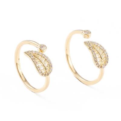 Brass Micro Pave Clear Cubic Zirconia Cuff Rings